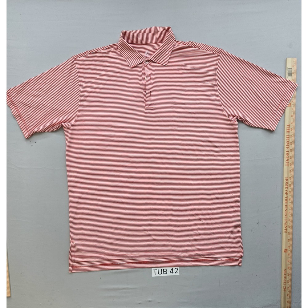 Turtleson Tour Performance Mens XL Red White Striped Golf Polo Short Sleeve